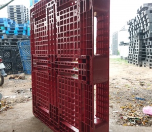 Pallet nhựa mới kt 1200x1000x150mm màu đỏ