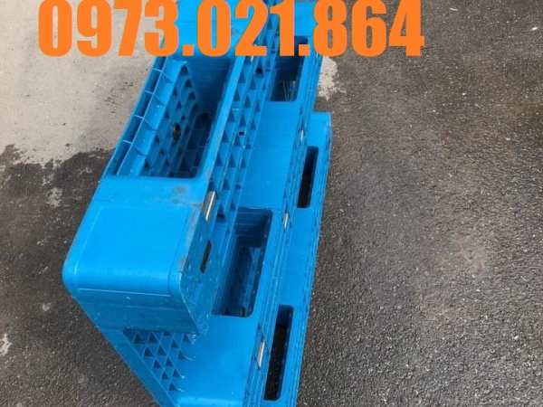 Pallet nhựa cũ kt 1200x1000x150mm màu xanh nước biển